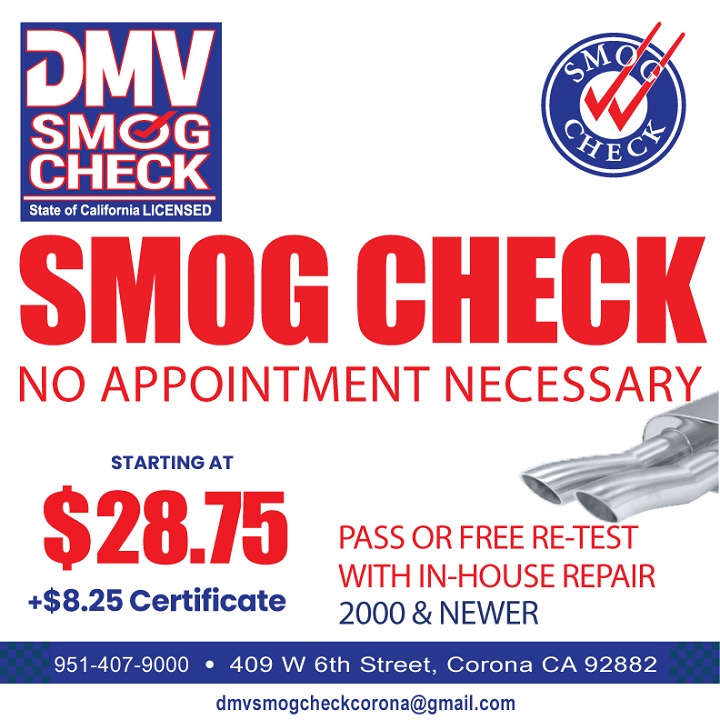 $28.75 DMV SMOG CHECK 951-407-9000